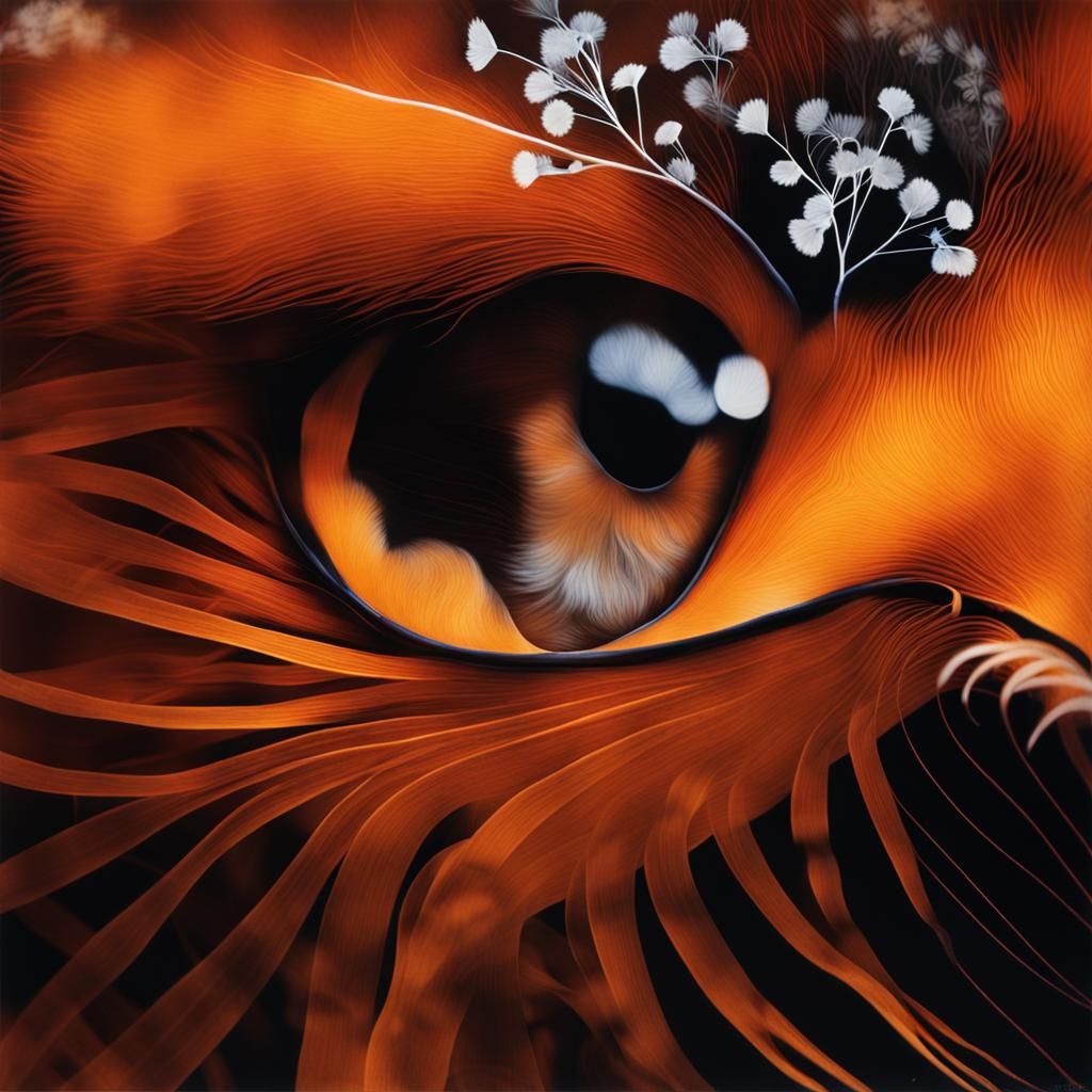 Fox and Flowers Photogram in Surrealist Style