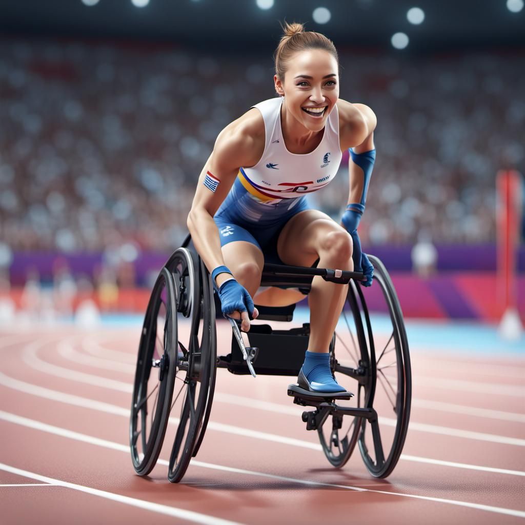 Paralympic Champions with Prosthetic Blades Rejoicing