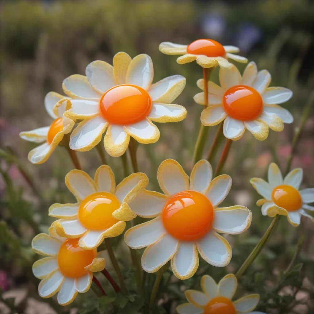 Fried Egg Flowers in Vivid Triadic Colors