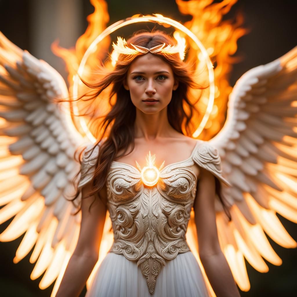 Winged Angel of Light with Fiery Halo
