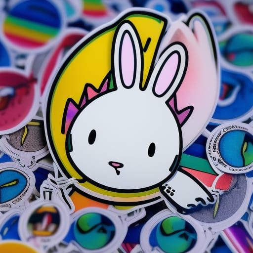 Rabbit Sticker in Retro Sonic Art Style