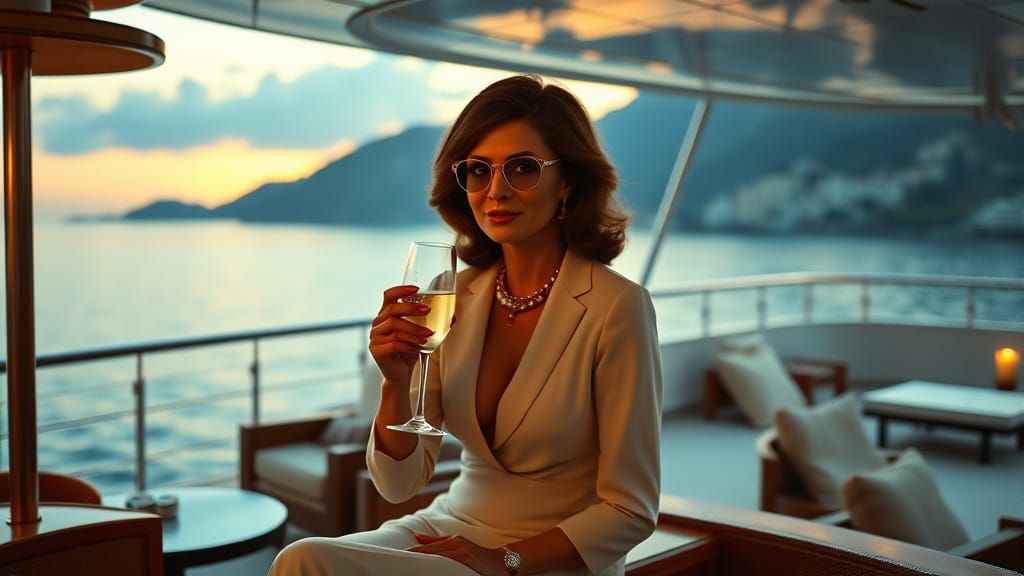 Jacqueline Kennedy Onassis on Yacht at Amalfi Coast