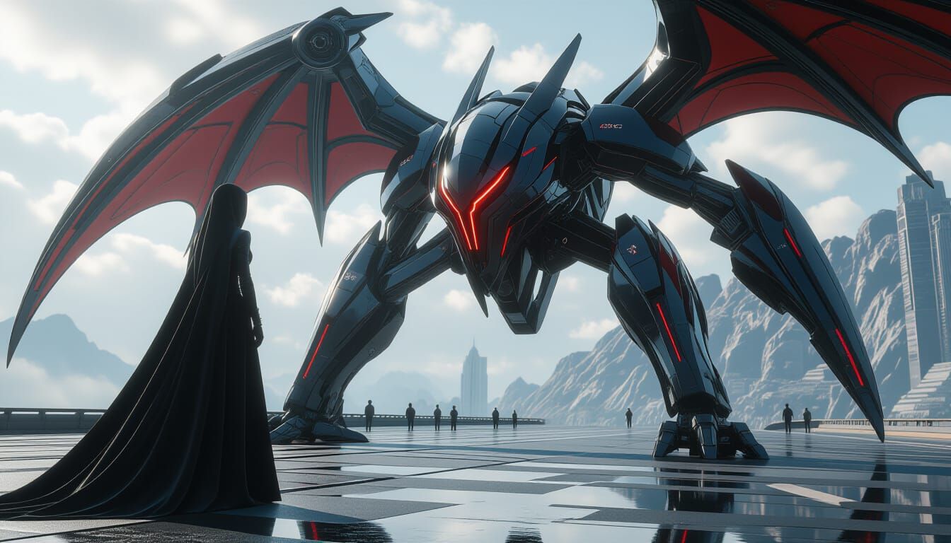 Gothic Vampire Lovers with Intricate Sci-Fi Mech Details