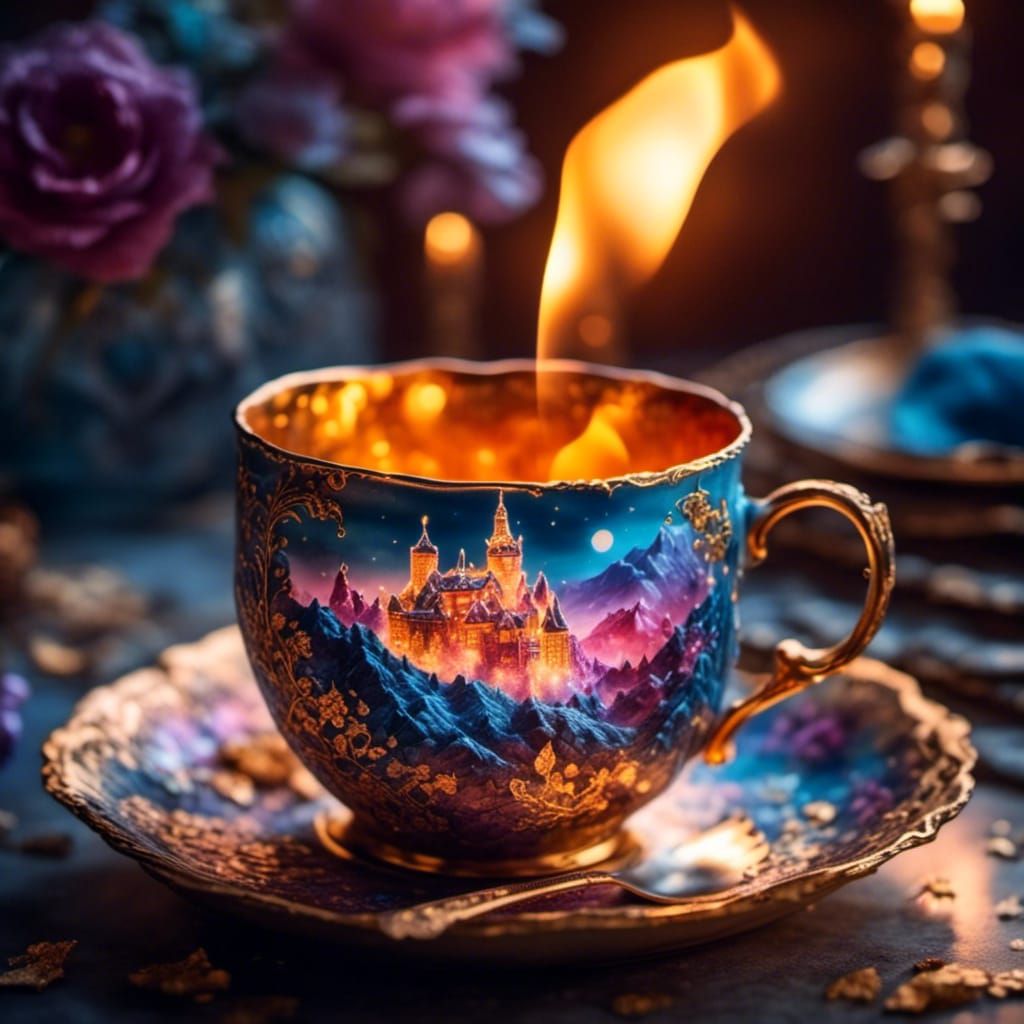 Frozen Fortress Still Life with Burning Flame