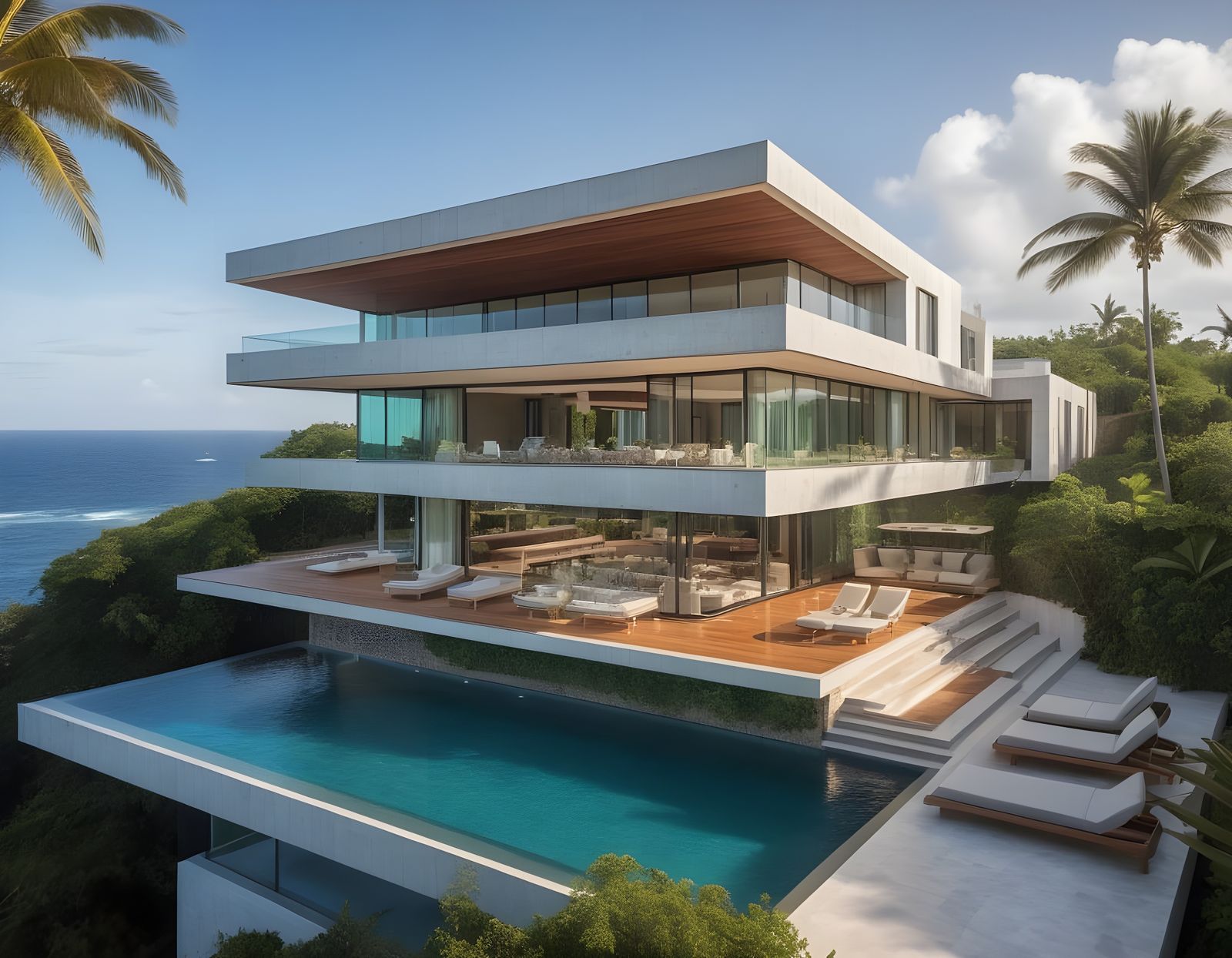 Elegant Cliffside Villa in Modern Architectural Style