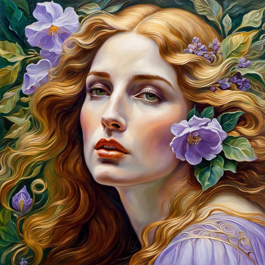 Pre-Raphaelite Woman with Holy Grail Oil Painting