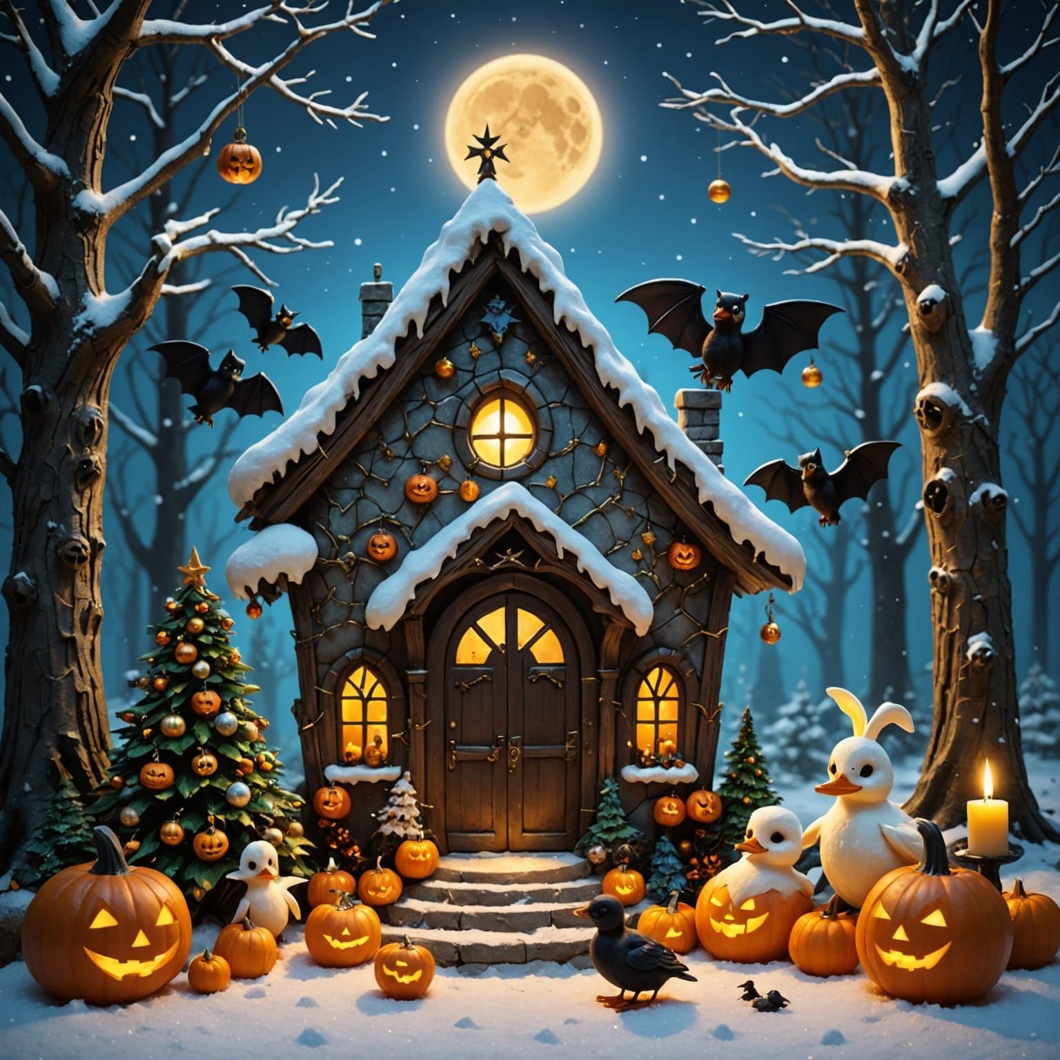 Whimsical Christmas Crypt with Fantasy Elements