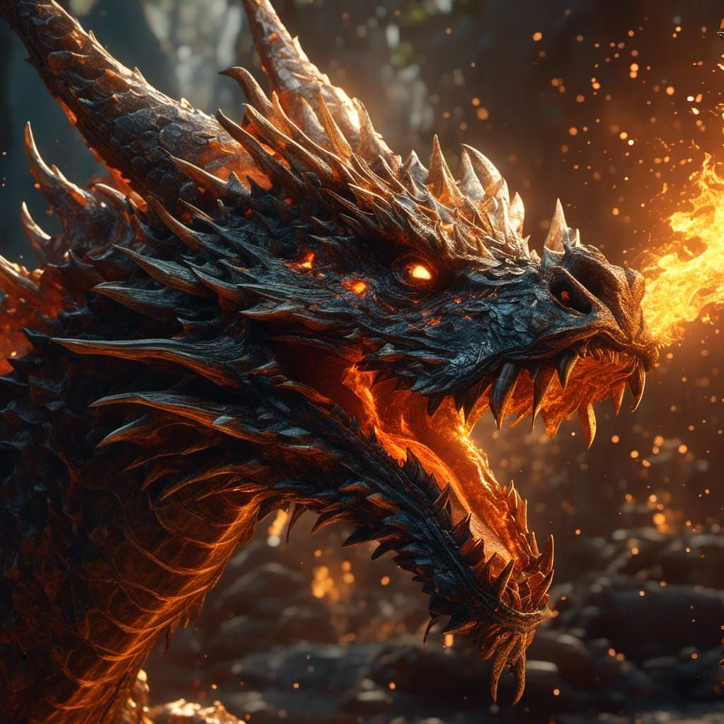 Hyperrealistic Fire Dragon in 8k Resolution