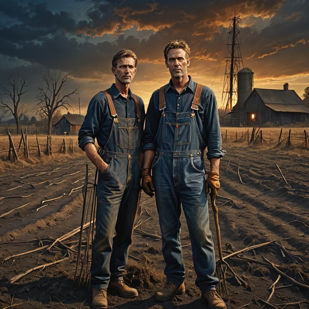 Handsome Farmer on Cursed Ground, Dark Fantasy Art