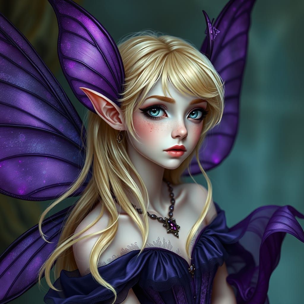 Ethereal Purple-Winged Fairy Princess in Digital Art