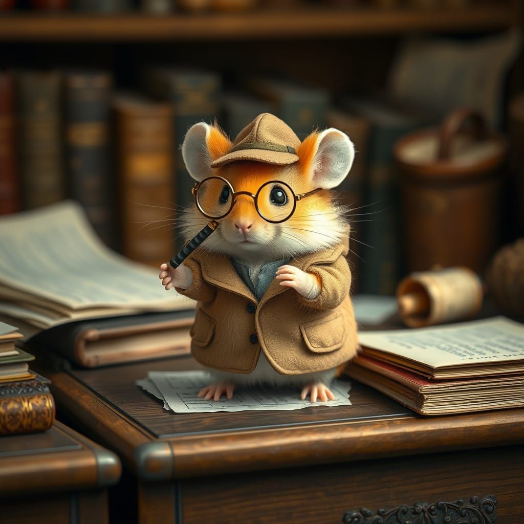 Hamster Detective in Beatrix Potter Style