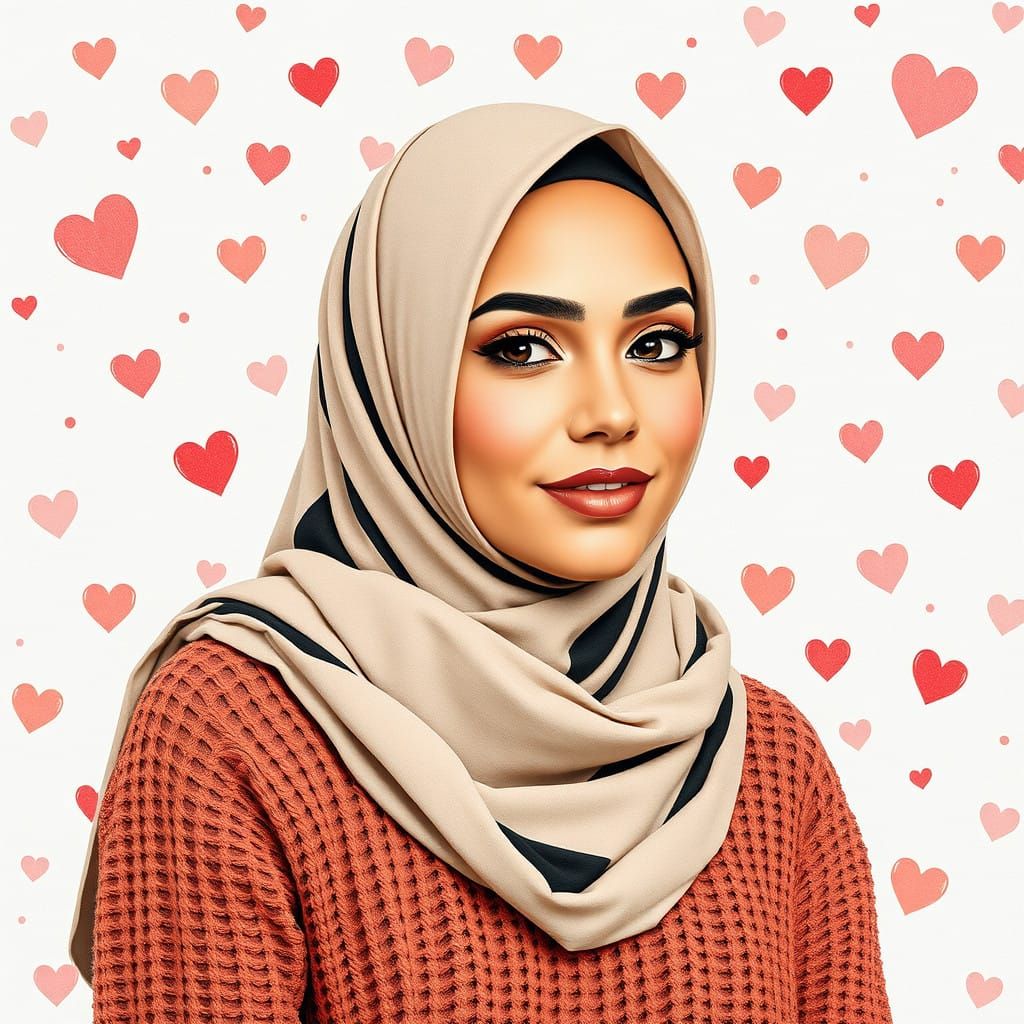 Vibrant Collage Portrait of a European Hijabi Woman