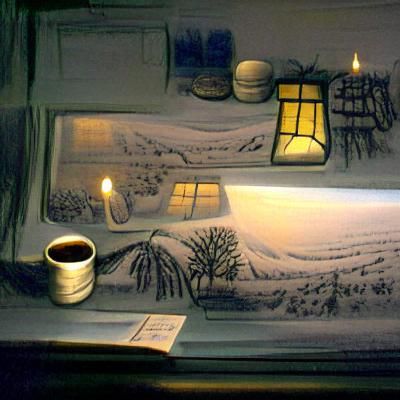 Cozy Snowy Night Window Scene