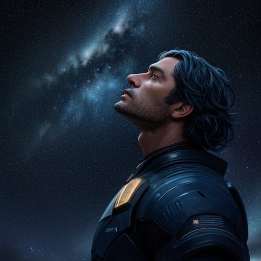 Person Gazing at Glowing Starry Night Sky