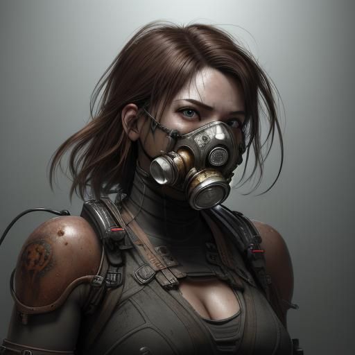 Resident Evil Monster with Gas Mask: Detailed Portrait