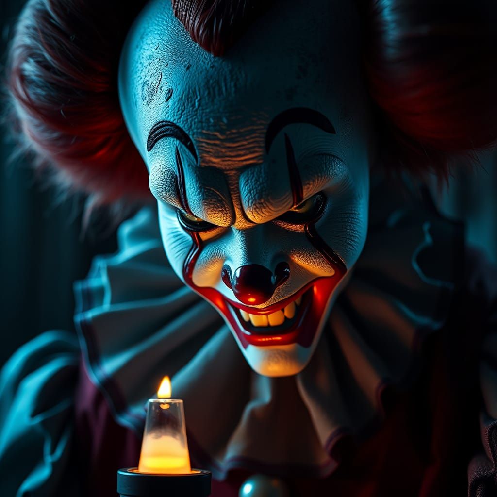 Terrifying Clown with Hyperrealistic Details
