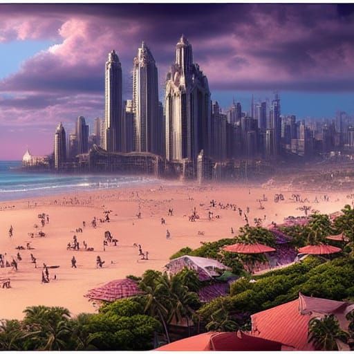 Epic Beach City: Digital Matte Painting