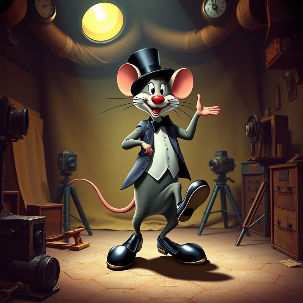 Mouse Dances in Ridiculous Outfit, Classic Cartoon Style
