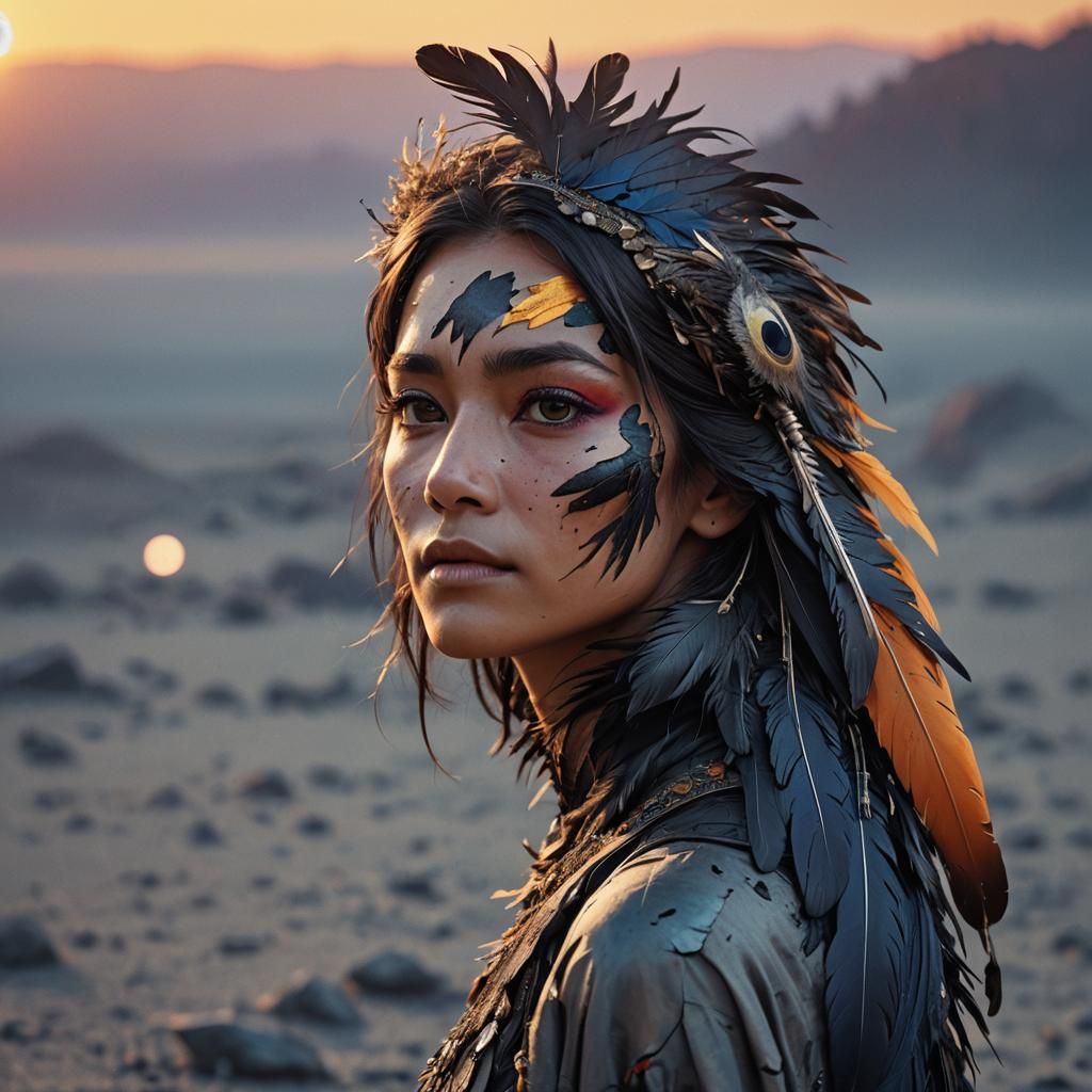 Feather from Raven Woman at Sunrise, 3D Render