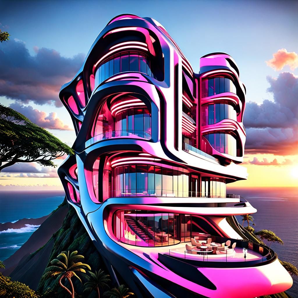 Zaha Hadid-Inspired Mansion Overlooking Hawaiian Sunset