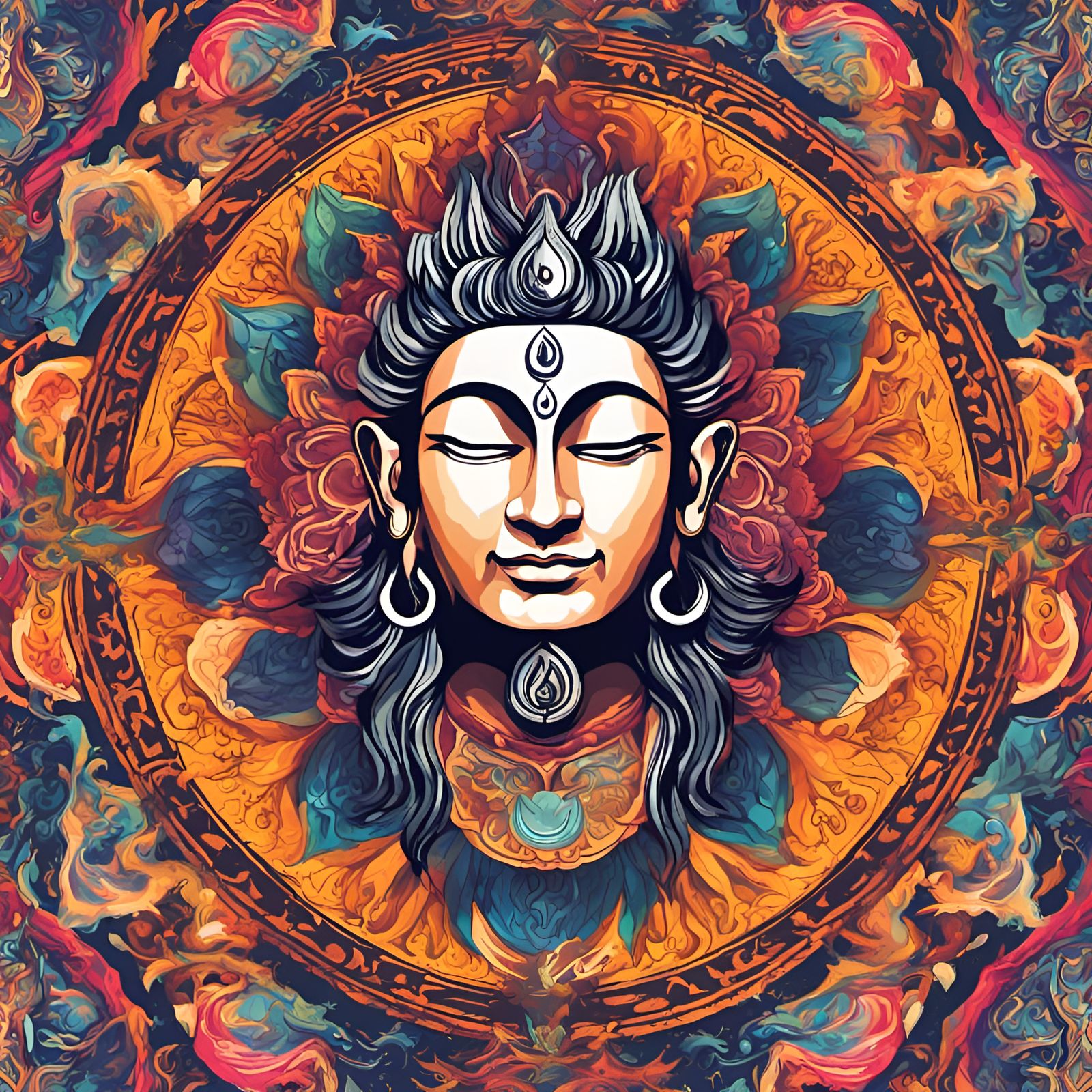 Lord Shiva Mandala in Graffiti Art Style