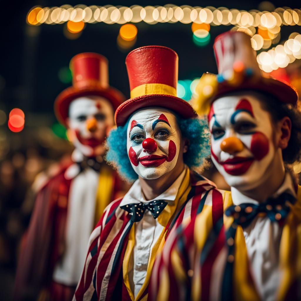 Night Carnival Clowns in Professional Photography