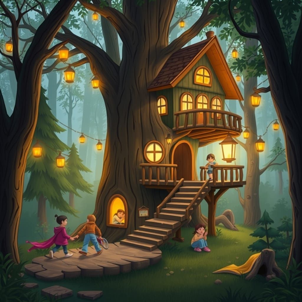 Whimsical Tree Houses in Enchanted Forest