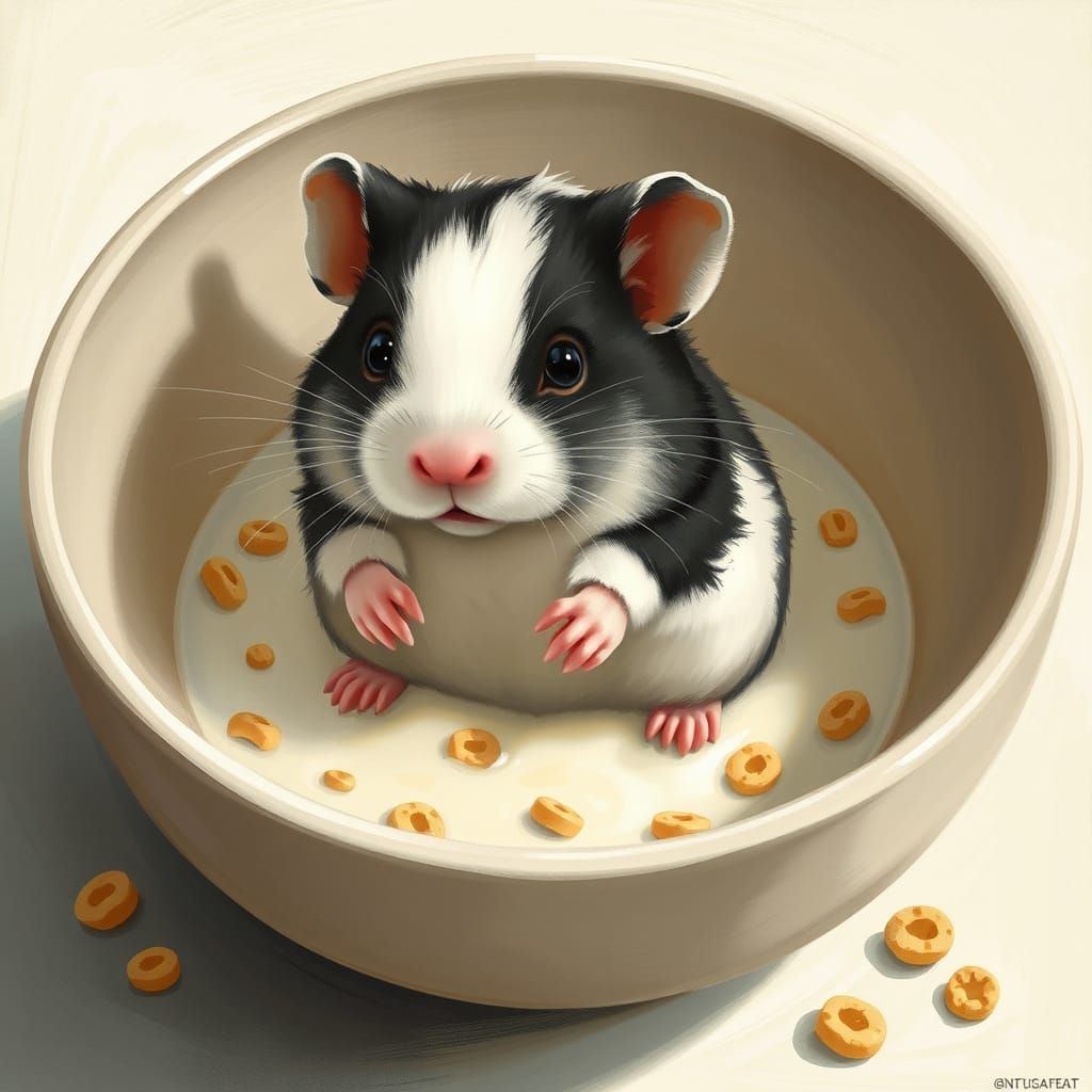 Whimsical Hamster in a Warm Morning Scene