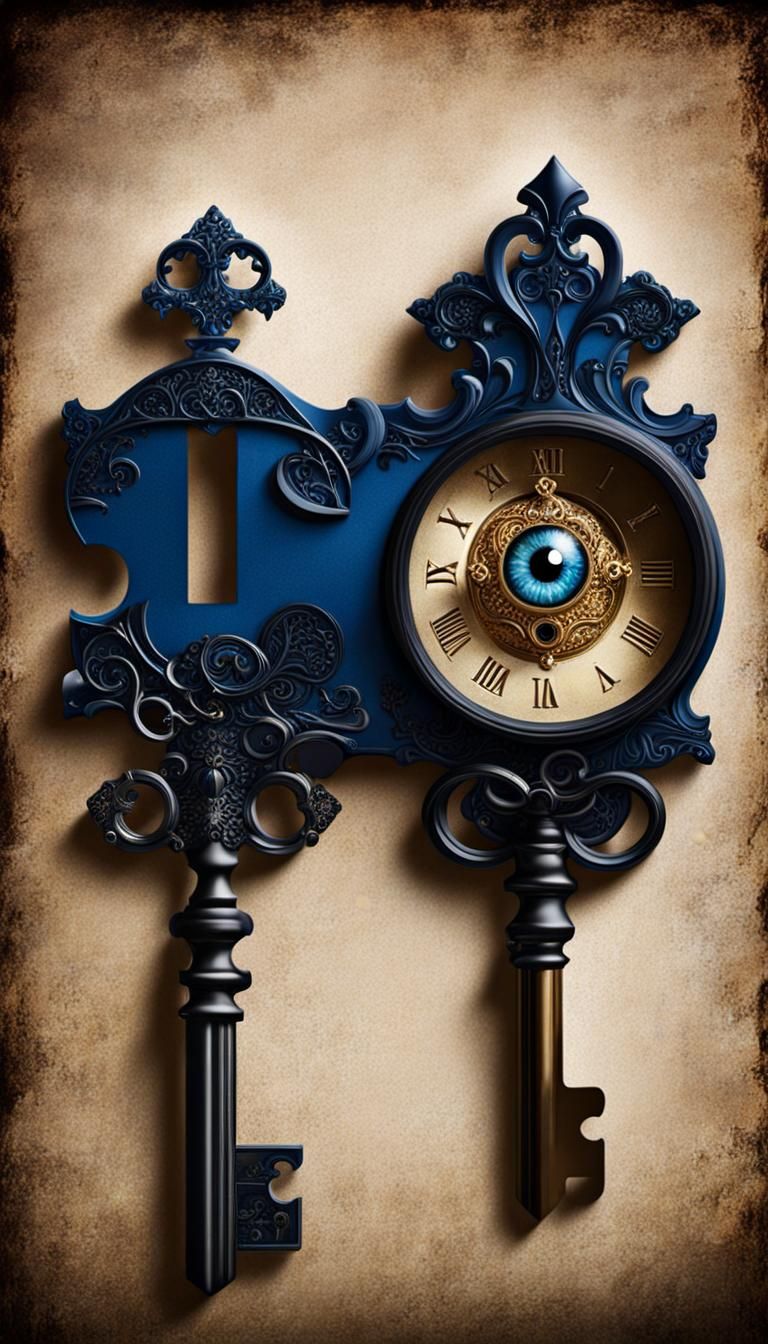 Surreal Blue Eye Key in Dreamlike Style