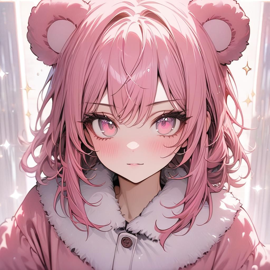Close-up of a Cute Girl in Bear Pajamas
