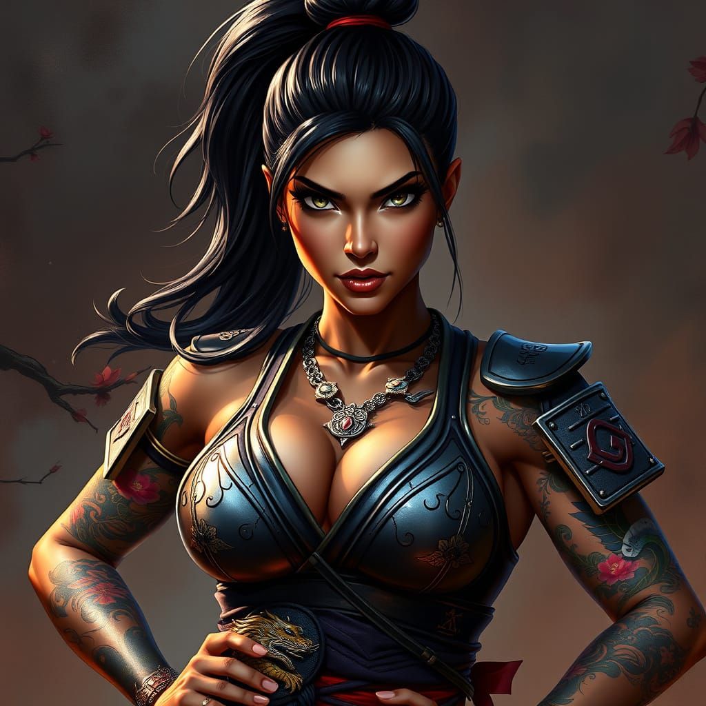 Hispanic Kunoichi in Traditional Armor