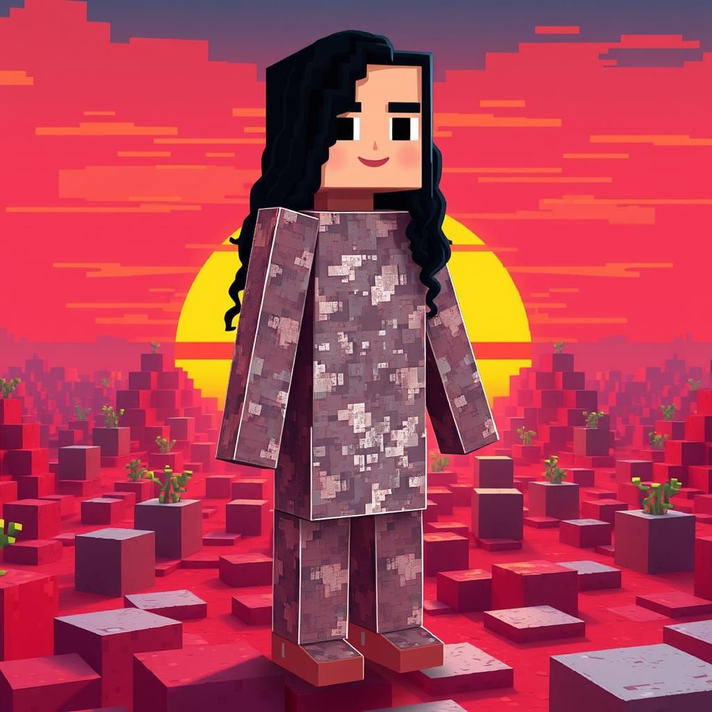 Blocky Katy Perry Stands Confidently on Alien Minecraft Land...