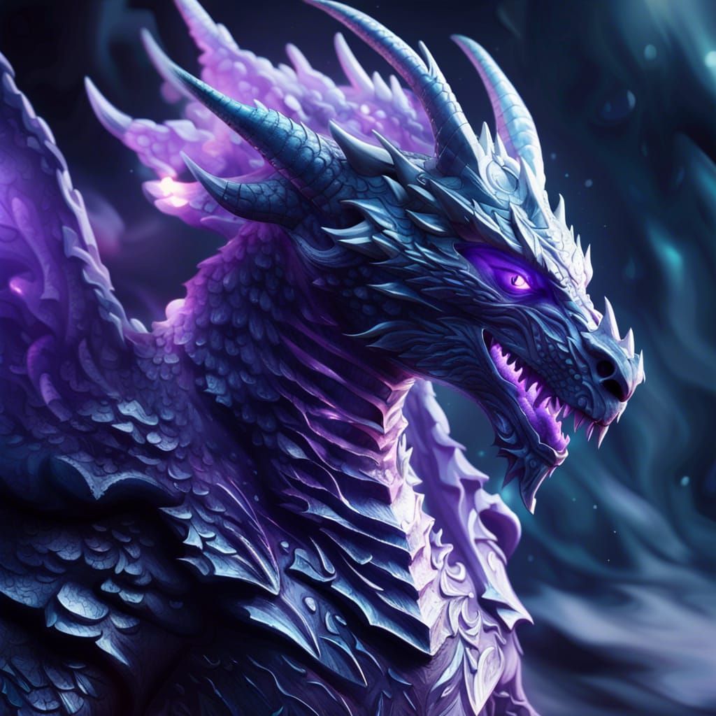 Amethyst Dragon Knight in Digital Matte Painting Style