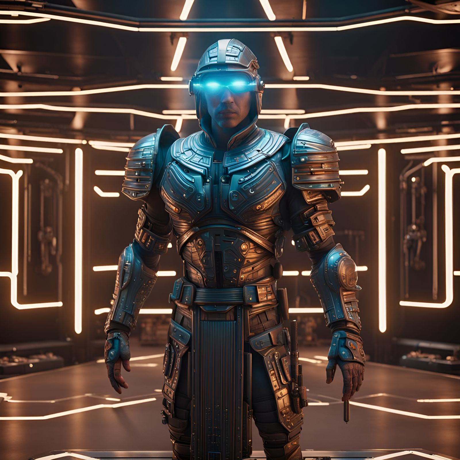 Holographic Gladiator in the Matrix, Sci-Fi Concept Art