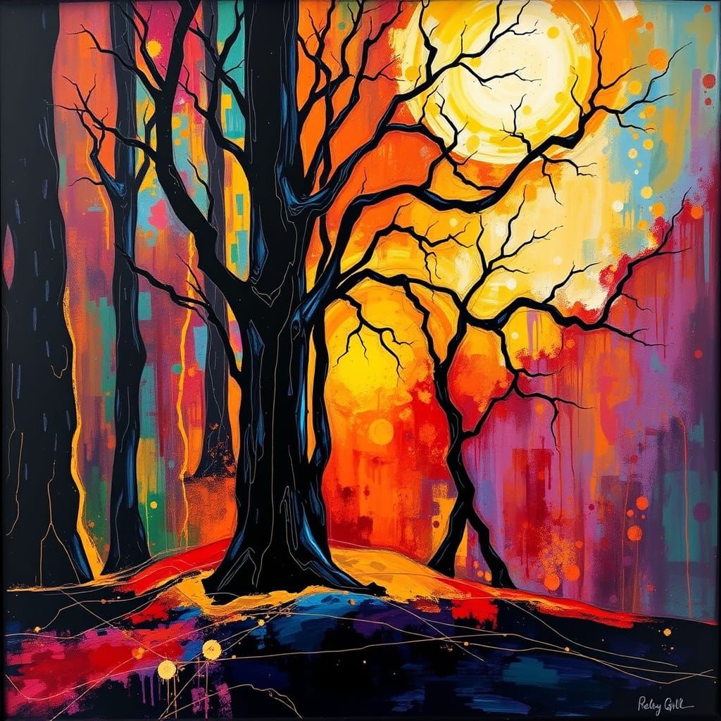 Abstract Expressionist Woodwinds in Acrylic