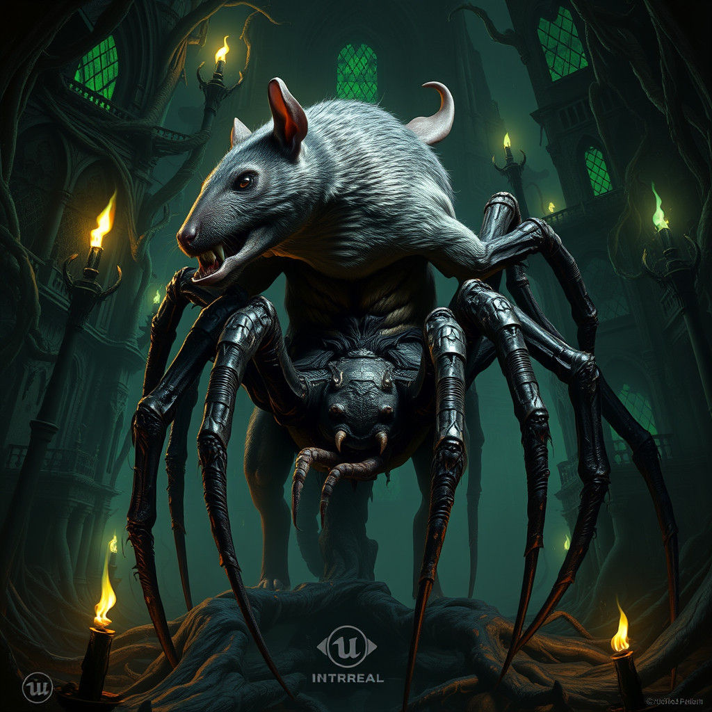 Creepy Rat-Tarantula Hybrid in Dark Fantasy Style