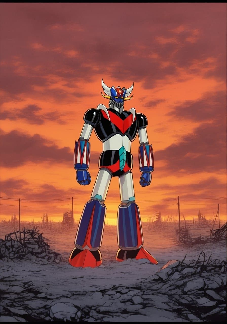 Grendizer in Post-Apocalyptic Sunset, Manga Art