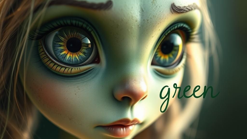 Endearing Green Alien Portrait in Vintage Style