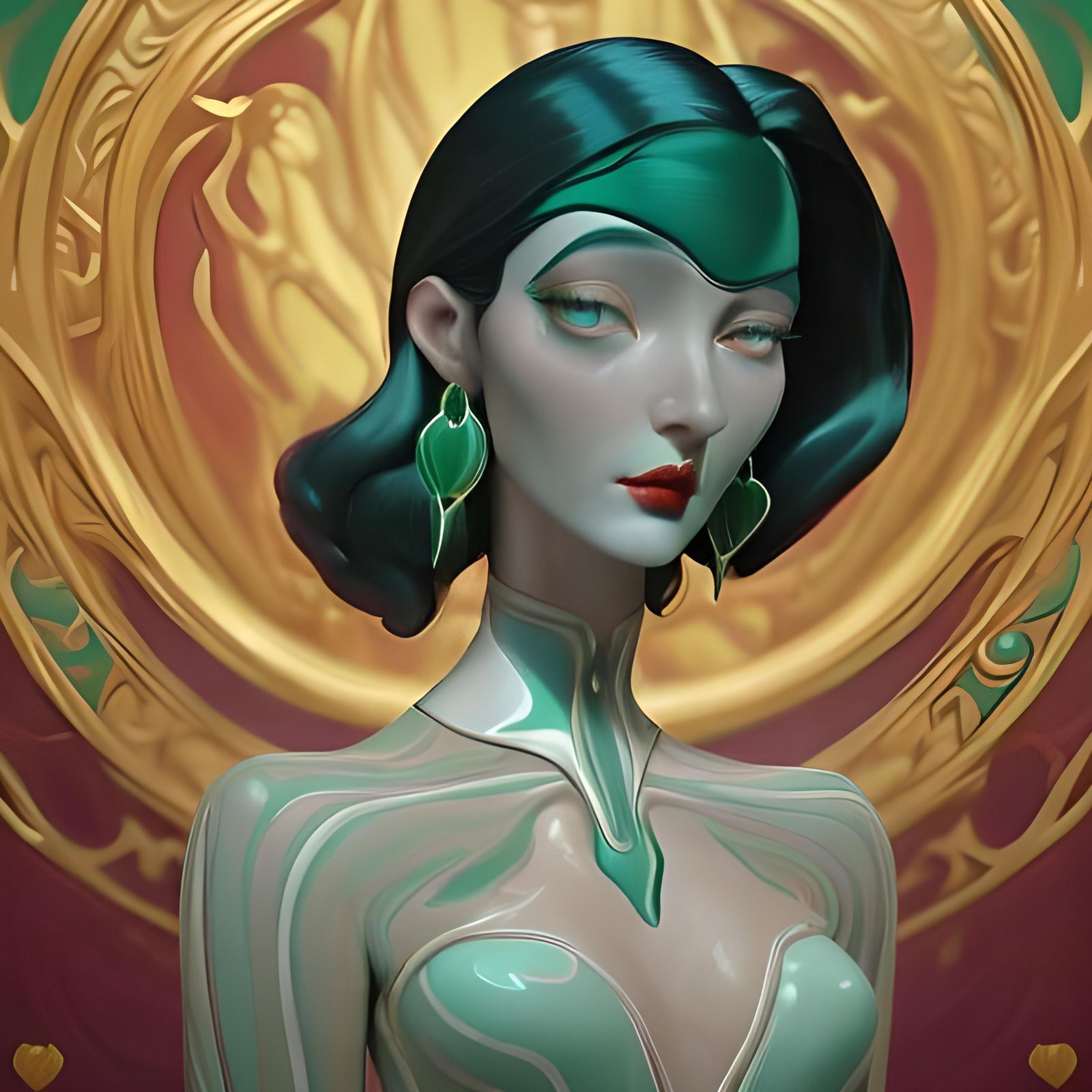 Striking Woman with Red Lipstick in Atmospheric Lighting