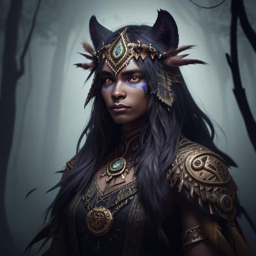 Panther Centaur Portrait in Dark Fantasy Style
