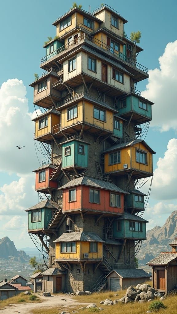 Towering Stack of Pre-Fab Homes