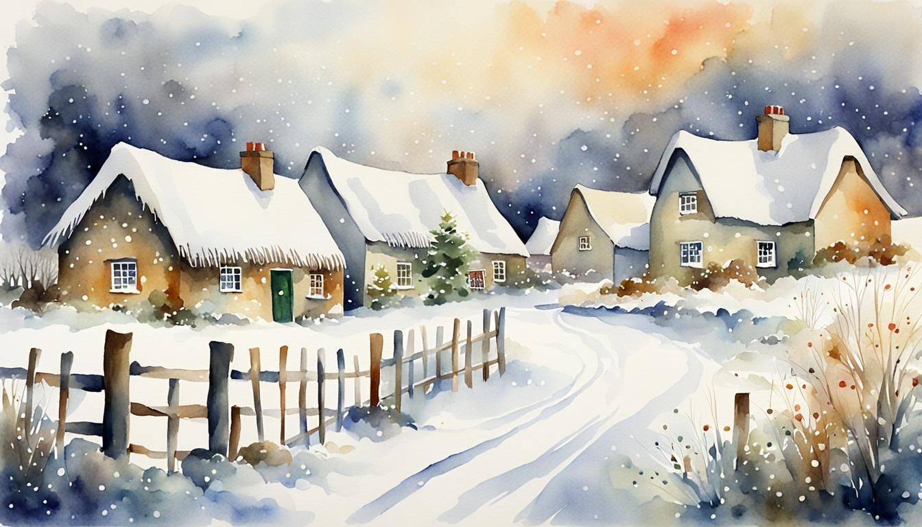 Christmas in Ireland: Watercolor Country Scene