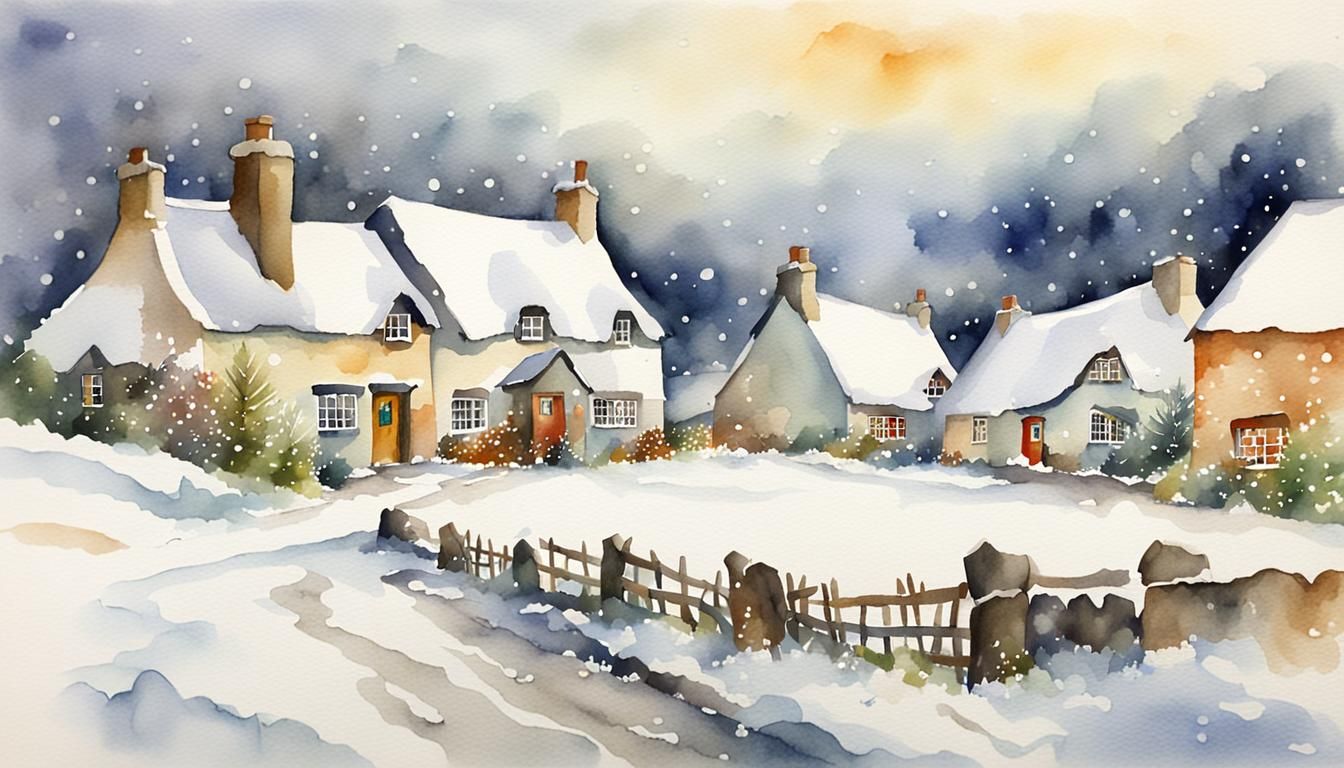 Christmas in Ireland: Watercolor Country Scene