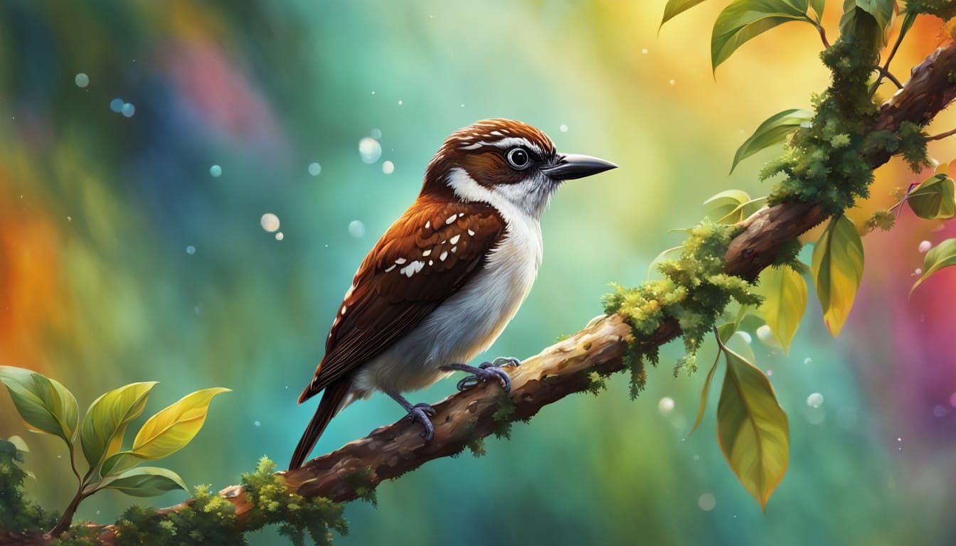 White-Wedged Piculet in Hyperrealistic Splash Art Style
