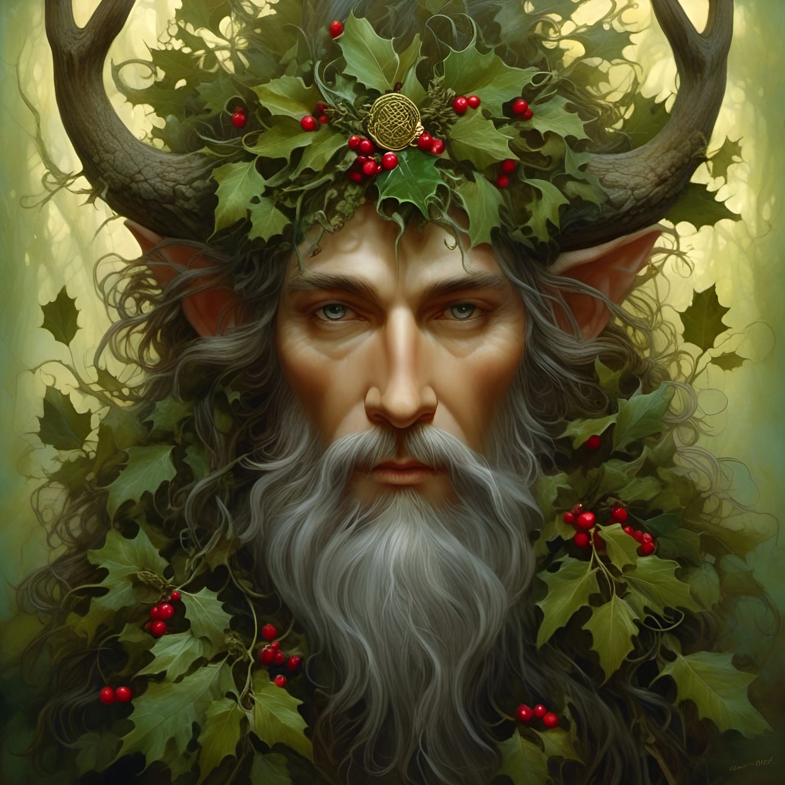 Celtic Winter Forest Spirit in Fantasy Art Style