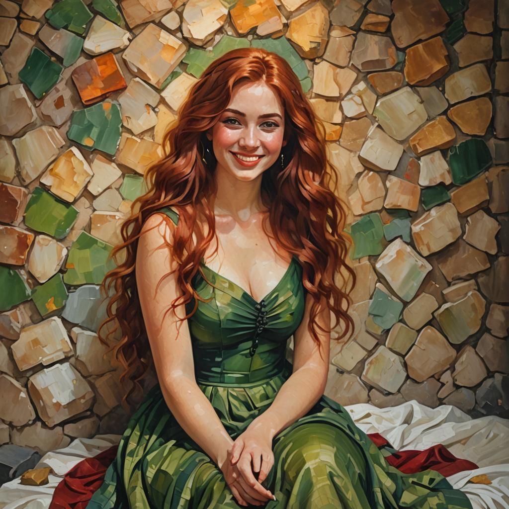 Smiling Girl in Renaissance Impasto Painting