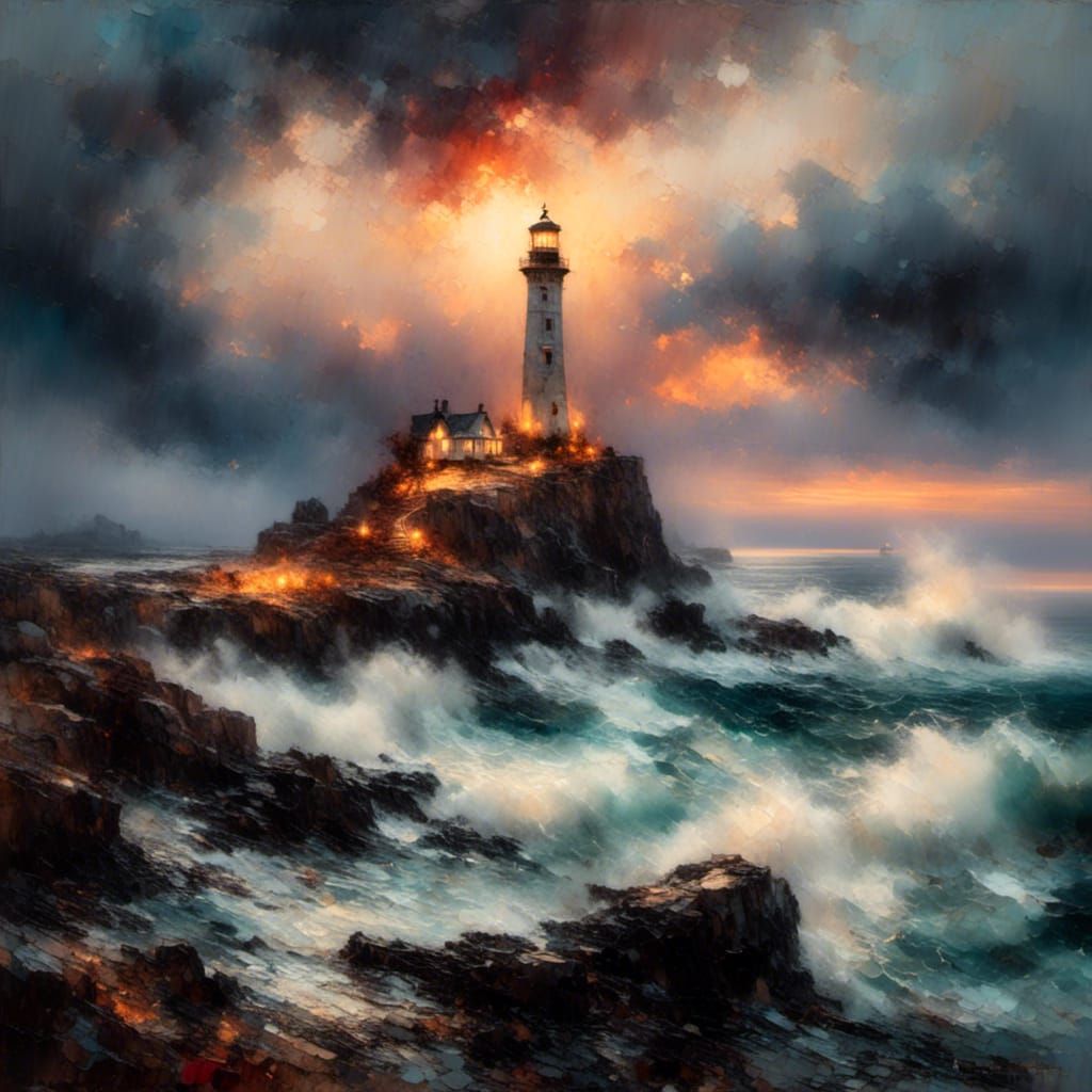 Baltic Lighthouse on Rocky Coast in Hyper-Realism