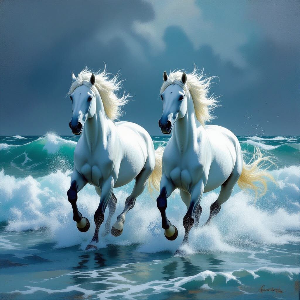 White Horses Gallop Through Stormy Seas