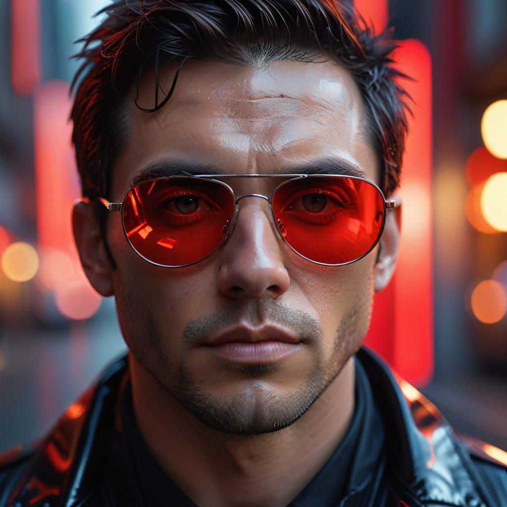 High Contrast Portrait of a Futuristic Hero