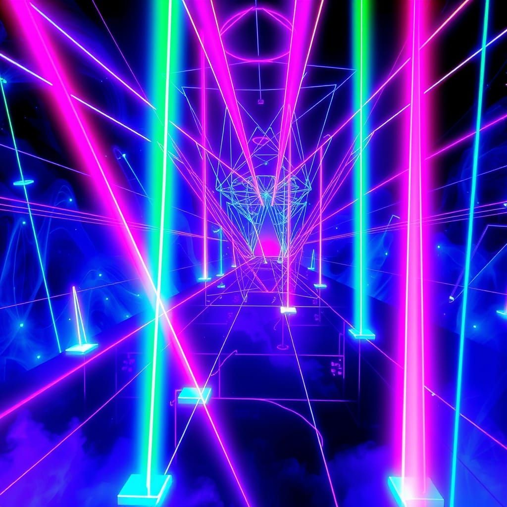 Synthwave Laser Patterns in Holographic Environment